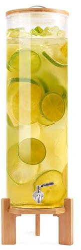 Drink Dispenser,15.6 litres Glass Water Dispenser with Stand,Extra Large Drink Dispenser with Tap,Drink Dispensers for Parties,Bars,Restaurants and Wedding