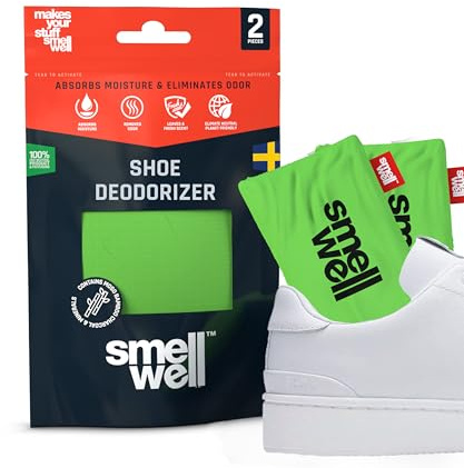 SmellWell Active Schuhdeo – Schuh Geruchsentferner – Schuhdeo gegen Geruch antibakteriell – Bambusaktivkohle Geruchs- & Feuchtigkeitsabsorber für Schuhe & Taschen, Green 1 Paar