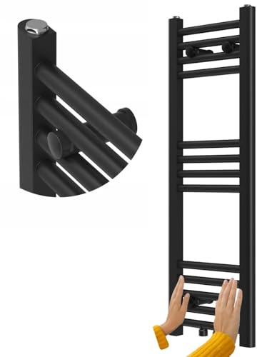 Granitan Radiateur eau Chaude RAVEN 90x30 cm, Noir, 273W | Raccordement au Chauffage Central, Idéal pour Sécher les Serviettes, Radiateur Salle de Bain, Chauffage Mural