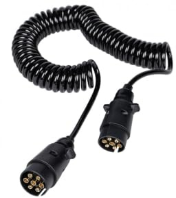 Kamar Spiralkabel E1219 5 m 12 V 7 polig 7 x 0,5 mm2 mit Steckern Fuer Pkw Anhaenger und Landmaschinen, Fuer Positionslicht Bremslicht Blinker und Nebelscheinwerfer flexibel robust