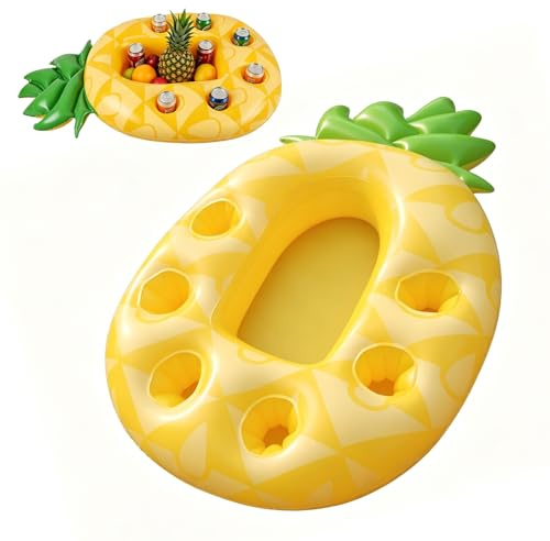 Ananas Poolbar, 2in1-Getränke und Snackhalter Poolbar 7 Löcher Große Kapazität Untersetzer, Aufblasbarer Getränkehalter Schwimmender, für Party Pool Strand Mottoparty