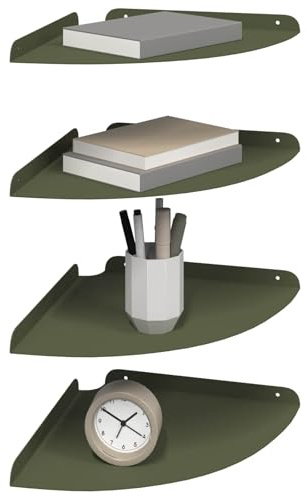 vidaXL Schwebendes Regal mit Regal 4 pcs Olivgrün 30 x 30 x 2 cm, Wohnzimmer, minimalistisches Design, schwebendes Regal, platzsparend, Moderne Wandmontage für Deine Deko
