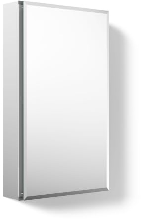 Kohler CLC Flat Medizinschrank aus Aluminium, 38,1 x 66 cm (B x H), mit Spiegeltür, abgeschrägte Kanten