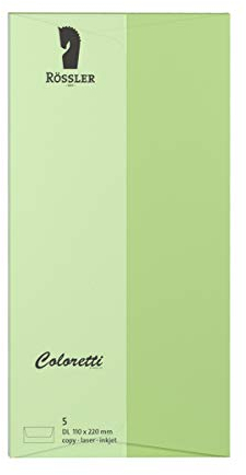 Rössler 220702537 - Coloretti Briefumschläge, 80 g/m², DIN lang, peppermint, 5 Stück