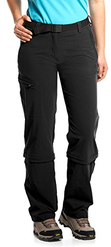 Maier Sports Arolla, Damen Wanderhose, Wasserabweisende Outdoorhose für Trekking und Hiking, Praktische Zipp-Off-Funktion, PFC-frei, mSTRETCH pro 4 & Dryprotec, Schwarz, 40 (W31/L31)