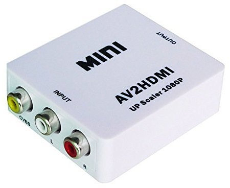 RCA AV to HDMI Converter Adapter Mini Composite CVBS to HDMI AV2HDMI Converter in Retail Package 1080P