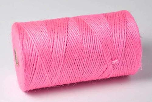 3 Ply Coloured Jute Twine Spool of 328ft / 100mtrs Gift Garden Burlap Craft string cord (Pink)