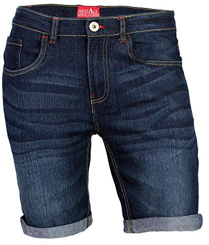 westAce Mens Denim Shorts Stretch Slim Skinny Fit Casual Summer Chino Jeans Shorts Breathable Lightweight Half Pants with Pockets Holiday Travel Everyday Wear Sizes 30W to 40W (36, Dark Wash)