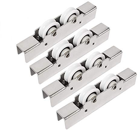 Striscia di tenuta in vetro frameless 12MM, binario convesso ruota convessa doppio vetro porta e finestra, ruota scorrevole silenziosa per porta scorrevole finestra mobile, peso cuscinetto 4 ruote 6