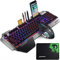 LexonElec wireless 2.4G Tastiera mouse ricaricabile Set 3000mAh Tastiera meccanica gamer retroilluminata Rainbow Feel 2400 DPI 7 colori mouse respirabile 6 pulsanti mouse ottici per PC portatile Mac