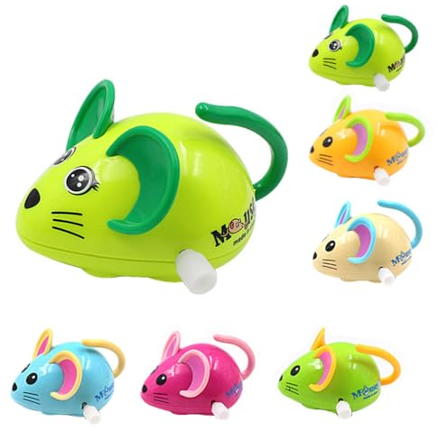 6pcs Wind Up Toys Mouse Clockwork Toy Figure Animal Walking Jumping Rat Mice Toys for Kids Party Favors Birthdays School Prize Goodie Bag Stuffers Mixed Color