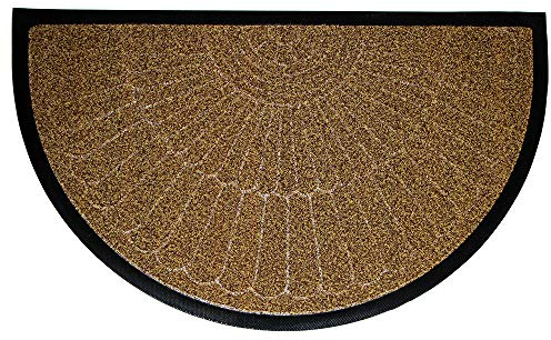 OLIVO.shop | Mezza luna, zerbino inciso in gomma per esterno, antiscivolo, anti pioggia. Misura unica 45x75 cm in due colori (Beige)