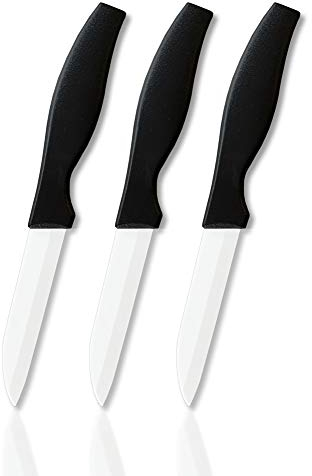 vendify® Premium Keramikmesser 3er Set extrem scharf 16,5 cm lang - Küchenhelfer Messer mit weißer Keramikklinge Universal-Küchenmesser für Obst, Gemüse & Fleisch, Schälmesser aus Keramik