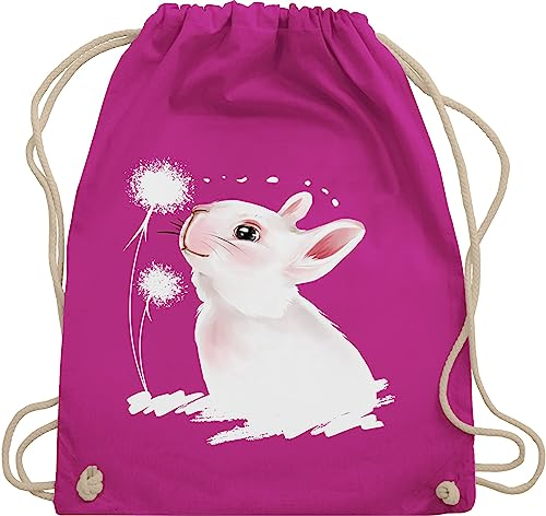 Shirtracer Turnbeutel Rucksack - Ostergeschenk Ostern - Hase mit Pusteblume - Unisize - Fuchsia - beutel baumwolle oster kleinigkeit osterhase tasche osterüberraschungen osterhasen trainingsbeutel
