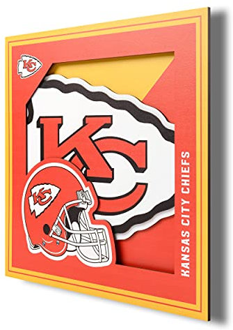 YouTheFan NFL Kansas City Chiefs 3D-Logo-Serie Wandkunst – 30,5 x 30,5 cm
