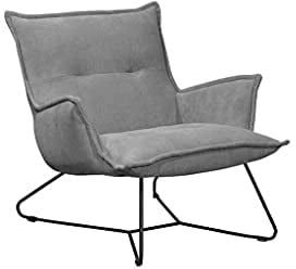 Stella Trading VICO Sessel mit Armlehnen, Dunkelgrau - Bequemer Wohnzimmer Fernsehsessel Relaxsessel mit schwarzem Metallgestell - 82 x 76 x 86 cm (B/H/T)