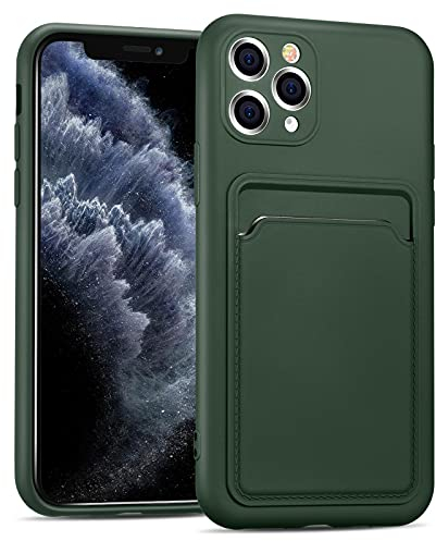 CoolGadget Card Case für iPhone 11 Pro, TPU Schutzhülle mit Kartenfach und erhöhtem Kantenschutz, Grün