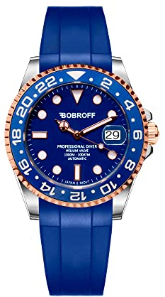 BOBROFF - Automatische Profi-Taucheruhr für Herren, 1000 m, Blau, 44MM, Heliumventil BF0006-CA