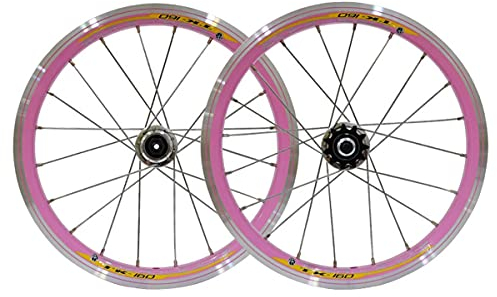 QHYRZE 16 Zoll Fahrrad Laufradsatz C/V Bremse Felge BMX Fixed Gear Singlespeed Laufrads 11 Zähne Nabe 20 Loch 1249g (Color : Pink, Size : 16'')