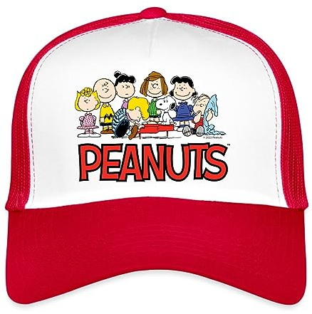 Spreadshirt Peanuts Snoopy Und Seine Freunde Logo Trucker Cap, One Size, Weiß/Rot