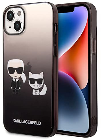 Karl Lagerfeld Gradient Ikonik Karl & Choupette – iPhone 14 Plus Hülle (Schwarz)