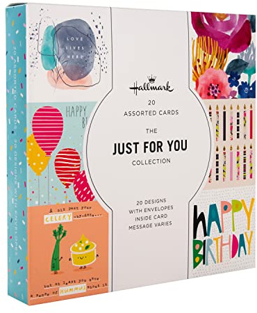 Hallmark Birthday and Blank Cards, Contemporary Designs, 20-Pack | Size 16cm x 16cm, 20 Assorted Contemporary Designs, Matte Finish, White Envelopes, Message Inside Cards Depends on the Design