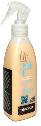 Tecnoxx – Vynils Up Nettoyant et lustrant pour Tableaux de Bord et Plastiques Rugueux parfumé pour intérieur du véhicule Emballage de 250 ML avec pulvérisateur