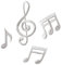 ETDesign #E02404 Dancing Music Notes Iron On Embroidered Applique Patch by ETDesign (Silver Color)