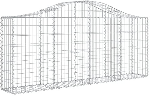 vidaXL 18x Arched Gabion Basket Cage Mesh Wire Stone Basket Outdoor Spiral Retaining Wall Planter Gardens 200x30x80/100 cm Galvanised Iron