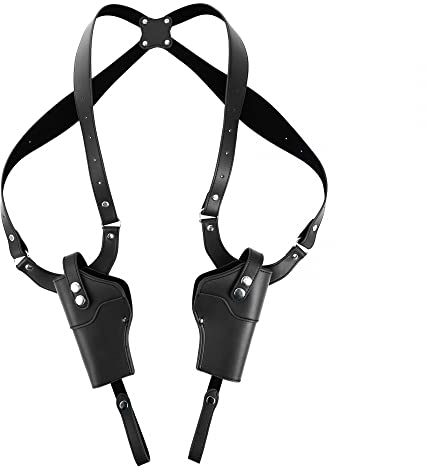 Dual Shoulder Holster, PU Leather Gun Holster Adjustable Concealment Holster for Men Women(Include Spare Screws)