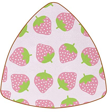 Dreieckige Untersetzer mit Erdbeer-Motiv, Hellrosa, 6 Stück