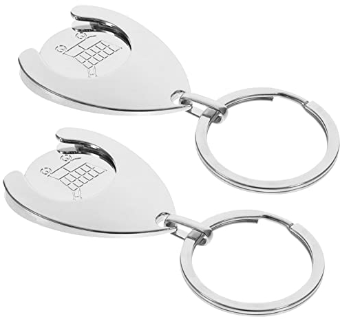 Veemoon Porte-Clés Jetons De Caddie En Métal Jetons De Caddie En Métal Caddie Coin Quart 2 Pièces Porte-Clés En Métal Portable Pour Le Changement L'épicerie Caddie Porte-Clés A