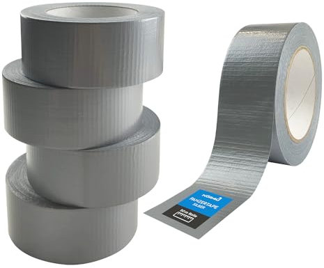 kör4u 5x Panzertape silber, 50m x 48mm, starkes Gewebeband, PE-beschichtet, wasserundurchlässig, Befestigen, Verstärken oder Abdichten, innen und außen