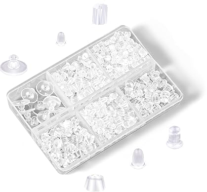 620 Stück Silikon Ohrring Verschlüsse, Transparente Ohrring Rücken Silikon Ohrring Stecker Verschluss Ersatz Ohrring Stopper mit Kunststoffbox für Schwere Ohrringe Ohrstecker Haken (6 Stile)