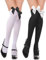 Kiiwah 2 Paia Calzini Lunghe Donna con Fiocchi, Calze Autoreggenti Calze Parigine da Donna (Nero, Bianco)