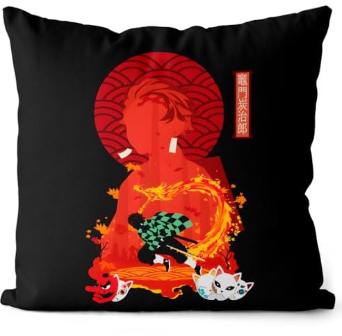 style3 Tanjiro Blackout Kissen mit Füllung 40cm Baumwolle Demon Anime Japan Manga