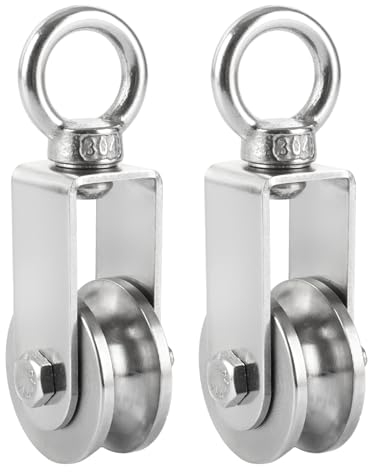WOPPLXY 2 Stück Umlenkrollen für Seile, Tragkraft 250kg Umlenkrolle Stahlseil, 34 mm Umlenkrolle Edelstahl für Stahlseil