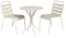 Vente-unique-Garten-Essgruppe: Tisch D. 60 cm + 2 stapelbare Stühle - Metall - Beige - MIRMANDE von MYLIA