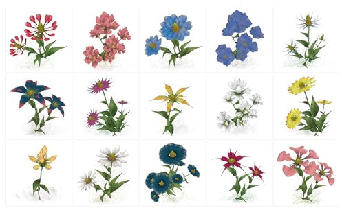 Ulticool – Adesivi impermeabili per piastrelle - Fiori di campo selvatico - 15 x 15 cm - 15 pezzi di piastrelle autoadesive in pellicola - per parete bagno - parete cucina - piastrelle adesive