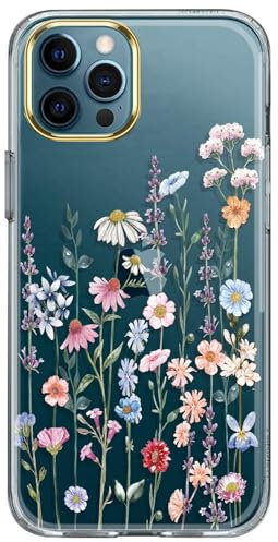 Luolnh iPhone 11 Cute Case, Flowers for Girls Women, Shockproof Clear Hard Back Cover, 5.8 inch - Seven Color Floret