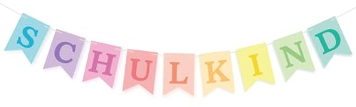 BETESSIN Einschulung Deko Mädchen - Schulkind Girlande Pastell - Schulanfang Banner aus Papier - Hängende Dekoration für Schuleinführung und Einschulungsfeier