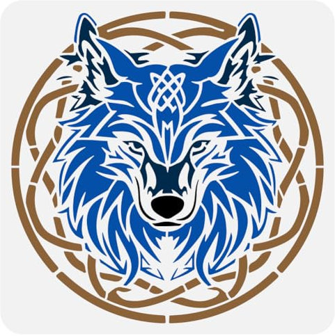 FINGERINSPIRE Malschablone Mit Wikingerwolf 30x30 cm Keltische Wolfsschablone Zum Malen Wiederverwendbare Wolfskopf Kunststoffschablone Wikinger Themenmotive Schablone Zum Malen Auf Wand Holz DIY