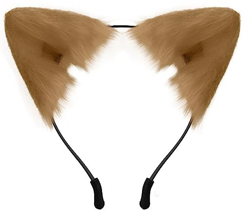 SycloPak Oreille De Chat,Serre Tete Chat,Bandeau Oreille Femme,Serre Tete Halloween,Deguisement Chat,Oreille Chat Serre Tete Kaki,Cosplay Chat Renard,Serre Tete Noël Saint Valentin,Accessoires Fête