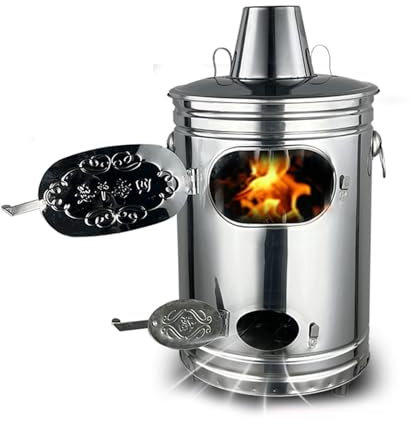 KKPLO Incinerator Cage with Chimney, Stainless Steel Burn Barrel, Garden Burn Incinerator Bin with Fire Hook for Paper Leaf Trash Backyard Bonfire
