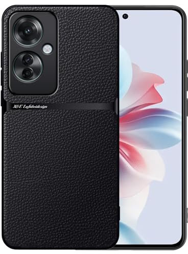 BonYonka Case for Oppo Reno 11F 5G / Reno11 F 5G, Premium PU Leather and TPU Silicone Hybrid Mobile Phone Case, Camera Protection, Shockproof, Scratch-Resistant, Slim Protective Case - Black