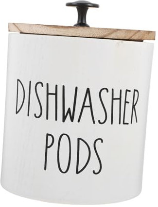 PRETYZOOM Dishwasher Storage Box Dispenser Container Holder Birthday Decoration for Girl Fall Decor for Kitchen Desktop Decor Laundry Tablets Laundry Capsules Holder White Wood
