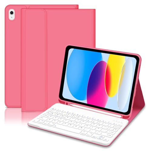 Funda iPad 10 Generación 10.9 Pulgadas 2022/ (A16) 11 Generación 11 Pulgadas 2025 con Teclado, QWERTY Español Ñ, Teclado Bluetooth Magnético Desmontable para iPad 10/11 Gen, Rosa