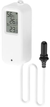 eMylo Thermometre Intérieur Exterieur, Wifi Thermomètre Connecté App Alarme, Exportation de Données Thermometre Frigo Moniteur, Convient pour Chambre, Aquarium, Réfrigérateur, Blanc avec écran 1 Pièce
