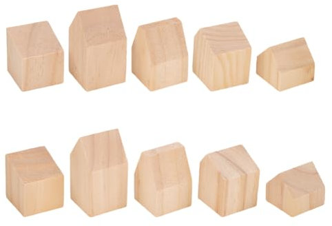 NBEADS 10 Stk. Holzhäuser in Form von Blöcken, Große Holzklötze Leere hölzerne Craft Würfel Hölzerne Malerei Blöcke für Dekoration und Weihnachten DIY Crafts, BurlyWood