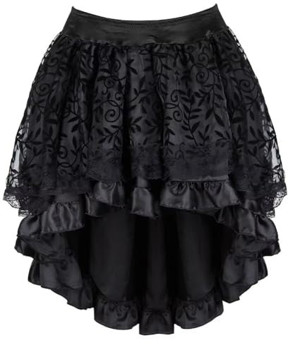 Röcke Damen Korsett Rock Retro Burleske Steampunk Spitze Sexy Gothic Mittelalter Kleidung Schwarz XS